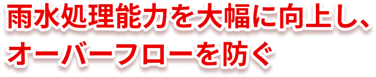 雨水処理能力を大幅に向上し、オーバーフローを防ぐ